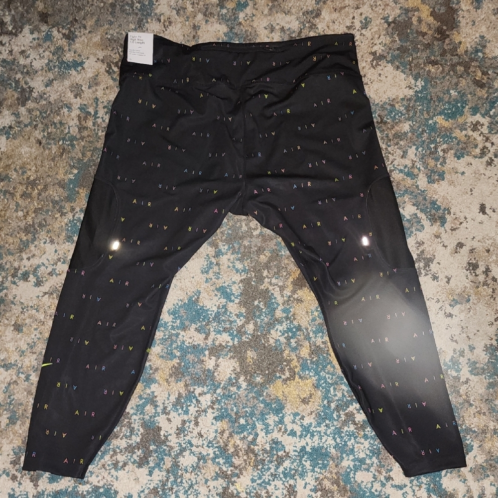 New Nike Air Mukticolored All-over Logo Plus Size 7/8 Leggings Size XXL - Picture 12 of 16